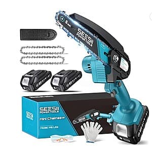 Prime Members: 6" Seesii Mini Cordless Electric Hand Chainsaw w/ 2x 21V Batteries $19.65 + Free S&H