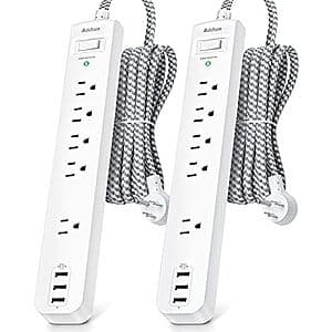 Prime Members: 2-Pack 5' 5-Outlet Addtam Power Strip Surge Protector w/ 3 USB-A $19 + Free Shipping
