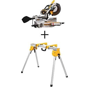 DeWALT 12" 15-Amp Double Bevel Corded Sliding Compound Miter Saw + Heavy Duty Stand $287.75 + Free Shipping