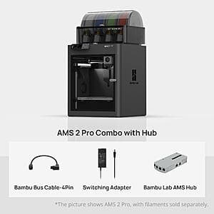 Bambu Lab P1S 3D Printer AMS 2 Pro Combo: w/ Buffer $599, w/ Hub $619 + Free Shipping