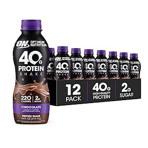 12-Pk 14-Oz Optimum Nutrition 40g Protein Shake (Chocolate) $25