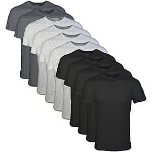 10-Pack Gildan Men's Crew T-Shirts (Medium, Black/Sport Grey/Charcoal) $23.90 & More