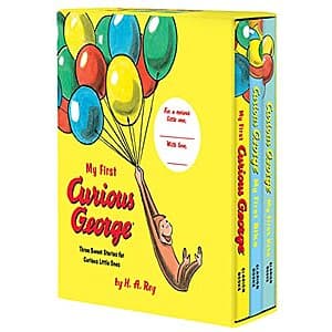 My First Curious George 3-Book Box Set featuring the classic curious monkey character on the cover packaging.