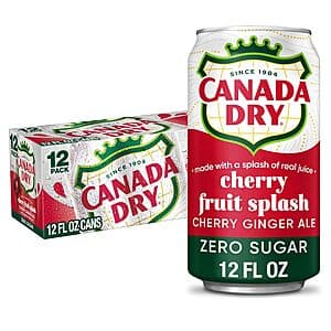 12-Pk 12-Oz Canada Dry Zero Sugar Fruit Splash Cherry Ginger Ale Soda $4.75 w/ S&S