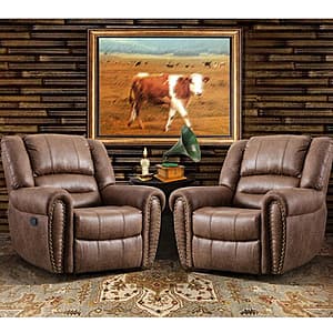 2-Piece Red Barrel Studio Chemika Classic Wide Manual Recliner w/ Nailhead Trim $500 + Free Shipping