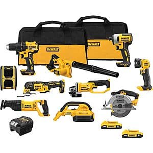 DeWALT 10-Tool 20V Max Power Tool Combo Kit w/ 2x 2.0Ah Batteries/Bags & Charger $649 + Free S&H