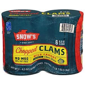 6-Pk 6.5-oz Snow's Wild Caught Chopped Clams $6.65 w/ S&S