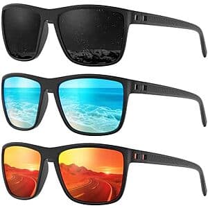 3-Pk Fanshen Men's Polarized Sunglasses (various) from $10