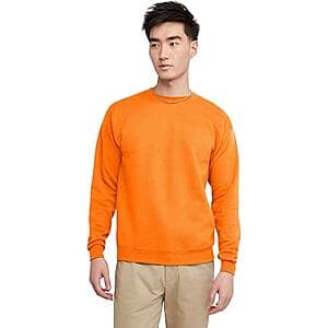 Hanes Men's EcoSmart Fleece Crewneck Sweatshirt (Small, Safety Orange) $3.30