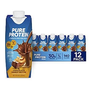 12-Pack 11-Oz Pure Protein Complete 30g Protein Shakes (Chocolate Peanut Butter) $19.40 & More w/ Subscribe & Save