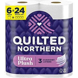 6-Count 255-Sheets Quilted Northern 3-Ply Toilet Paper Mega Rolls (Ultra Plush) $4.70 w/ Subscribe & Save