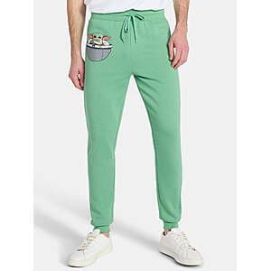 Licensed Star Wars Fleece Jogger Pants in grey with Star Wars branding, made from cotton-polyester blend.