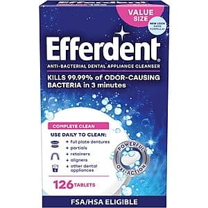 Select Accounts: 126-Count Efferdent Complete Clean Denture Cleaner Tablets $3.30 w/ S&S