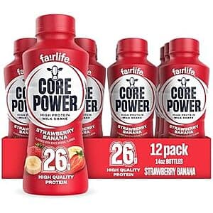 Select Accts: 12-Pk 14-Oz Core Power Fairlife 26g Protein Shake (Strawberry Banana) $24.60 w/ S&S & More + Free S&H