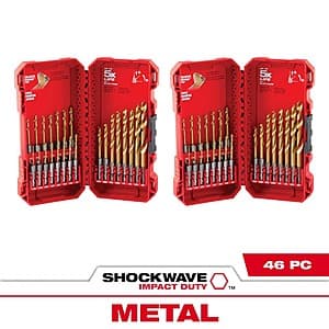 46-Pc Milwaukee Shockwave Impact Duty Titanium Drill Bit Set $37.85 + Free S&H