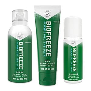Prime Members: BioFreeze Topical Pain Reliever Roll-on, Gel & Spray Variety Pack $18 + Free Shipping