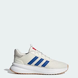 adidas Men's X_plr Path shoe in core white with royal blue and beige accents.