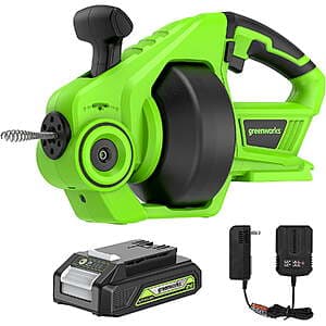 Greenworks 24V 23' 550 RPM Cordless Drain Auger w/ 2Ah Battery & Charger $45 + Free S&H
