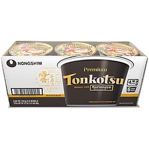 6-Pack 3.56oz Nongshim Tonkotsu Ramen with Kuromayu Noodle Big Bowl $9 w/ Subscribe & Save