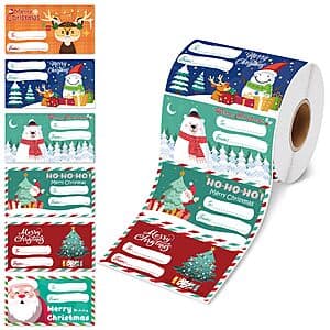 500-Piece 2.95"x1.6" OHOME Self Adhesive Christmas Gift Tag Sticker Roll $4.95