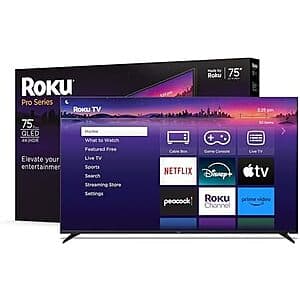 75" Roku Pro Series Mini-LED QLED 4K Smart RokuTV + Wall Mount Kit $629 + 25% Back w/ Prime Visa & Free S&H