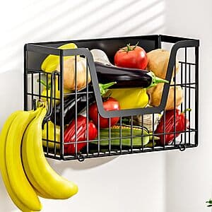 YIWANFW Magnetic Fridge Shelf & Fruit Basket w/ 2 Hooks $14