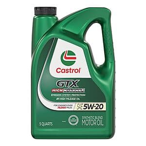 5-Qt Castrol GTX High Mileage 5W-20 Synthetic Blend Motor Oil $14.20 w/ S&S
