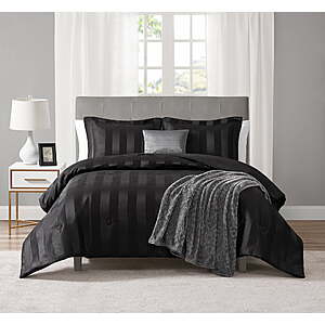Walmart+ Members: 5-Piece Mainstays Damask Stripe Comforter Set (King, Rich Black) $13.55 + Free Shipping