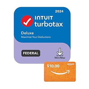 TurboTax Deluxe 2024 Tax Software (PC/Mac Digital Download) + $10 Amazon GC $38 & More