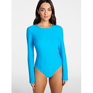 Time and Tru Women's One Piece Rash Guard Swimsuit w/ Long Sleeves from $5.25