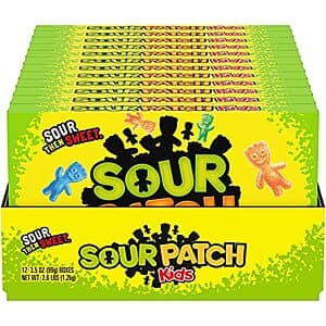 12-Pack 3.5-Oz Sour Patch Kids Soft & Chewy Candy (Original) $6.50 w/ Subscribe & Save