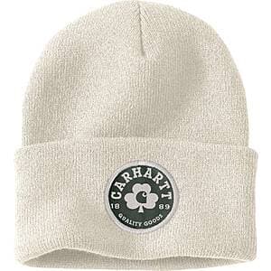 Carhartt Knit Shamrock Patch Beanie Hat (Winter White or Sage) $10.50 + Free S/H on $49+