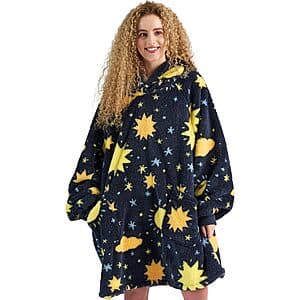 Bedsure Women's & Men's Wearable Blanket Hoodie (Galaxy or Rainbow Print) $10