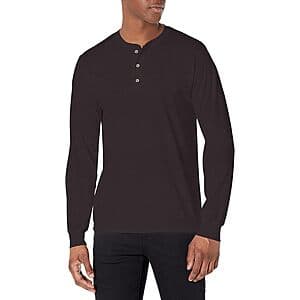 Hanes Men's Tri-Blend Henley Long Sleeve T-Shirt (Black) $5.75