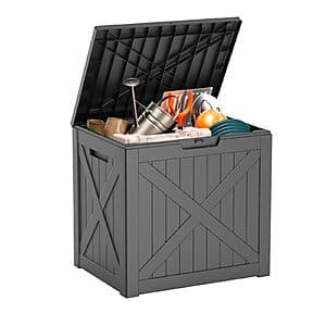 32-Gallon MAIUSCOLI Lockable Outdoor Storage Resin Deck Box $20