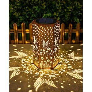 7" Eandisom Hummingbird Solar Lantern Outdoor Hanging Light $8