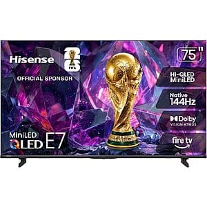 75" Hisense E7 Series Hi-QLED 144Hz MiniLED 4K Fire TV (2026) $700 + Free S&H