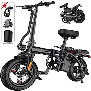 FURIDER T1 560W Peak 14" 48V 10Ah 24mph Folding Electric Bike $156 + Free S&H