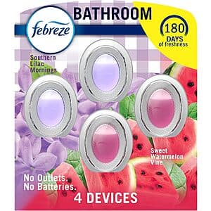4-Pack 0.25-Oz Febreze Small Spaces Air Freshener (Watermelon Vine/Southern Lilac) $5.95 w/ Subscribe & Save