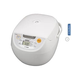 TIGER JBV-G10U multi-functional electric rice cooker with black finish, featuring dual cooking capability for simultaneous dish preparation.