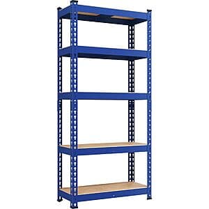 28" W x 12" D x 60" H Yaheetech 5-Tier Heavy Duty Storage Shelves (Blue) $35.25