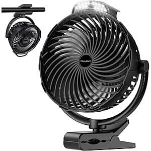 8" Tenvolti Clip-On Rechargeable Fan w/ LED Light $16