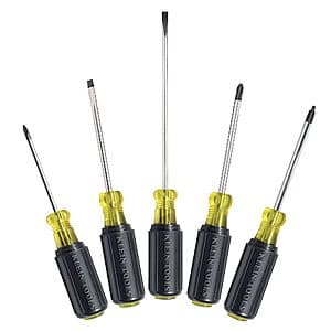 5-Pc Klein Tools Non-Slip Grip Screwdriver Set (Slotted, Phillips & Square Tip) $24