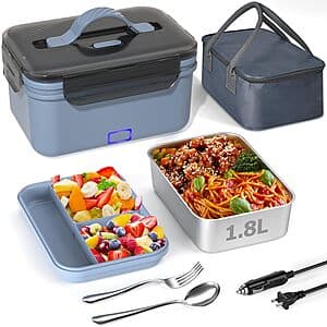 100W Electric Lunch Box Food Heater w/ 1.8L Stainless Steel Container $15