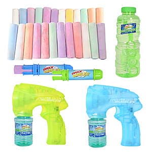 Maxx Bubbles Party Pack w/ 2x Blasters, 16-Oz Refill, & 24x Sidewalk Chalks $5