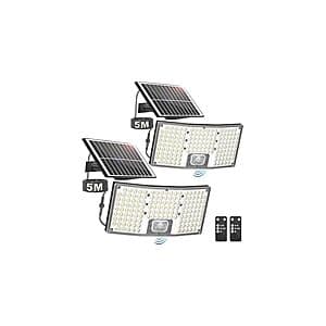 2-Pack TOBUSA Motion Sensor Dusk to Dawn Solar Outdoor Lights w/ Remote $20 + Free S&H w/ Prime
