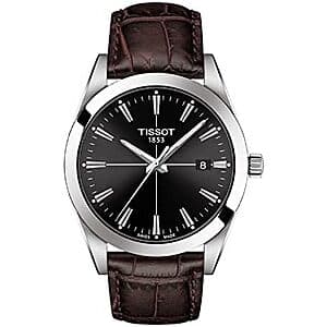 40mm Tissot Men's Gentleman Black Dial Leather Strap Watch $300 + Free Shipping