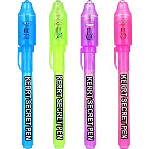 4-Count KERRT Invisible Ink Pen with UV Light Secret Message Pen for Kids $3.85