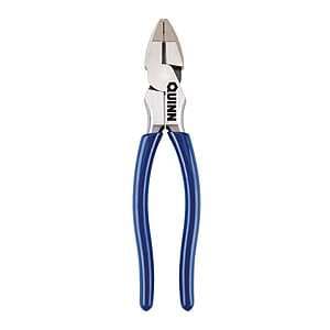 QUINN 9-inch linesman pliers with ergonomic handles and cutting edge, displayed against a neutral background.