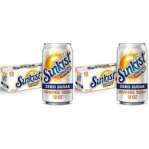 2-Pk 12-Ct 12-Oz Sunkist Zero Sugar Orange Soda $10